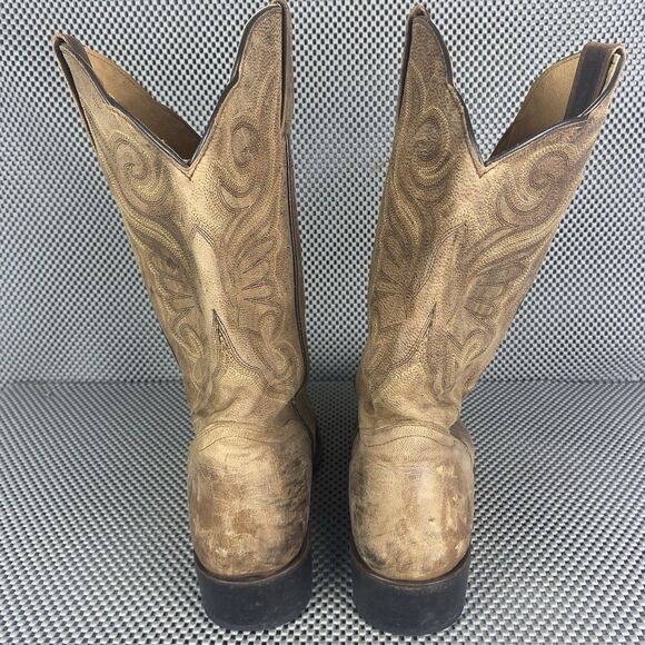 J.B Dillon Cowboy Boots Men's 10 B Brown Goat Leather Western Made In Mexico. - Picture 6 of 14